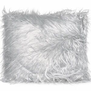 Fluffy Silver Throw Pillow 16x16